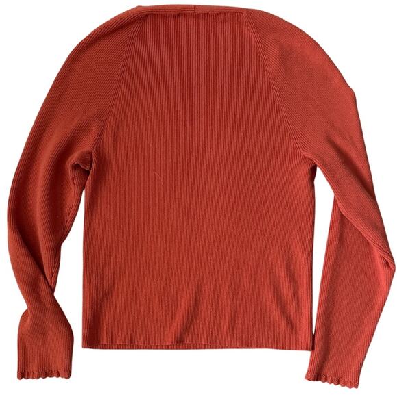 Boden Plus Ribbed Square Neck Knit Sweater Burnt Orange Size 16/18 - Picture 7 of 9